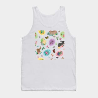 Easter Eggs Bunnies Flowers and Butterflies with Lace Borders Tank Top